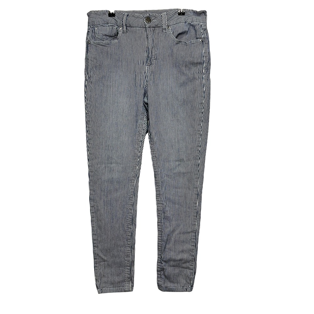 Seven7 Tummyless Skinny Jeans 10 Blue White Railroad Stripe High Rise‎ Slimming